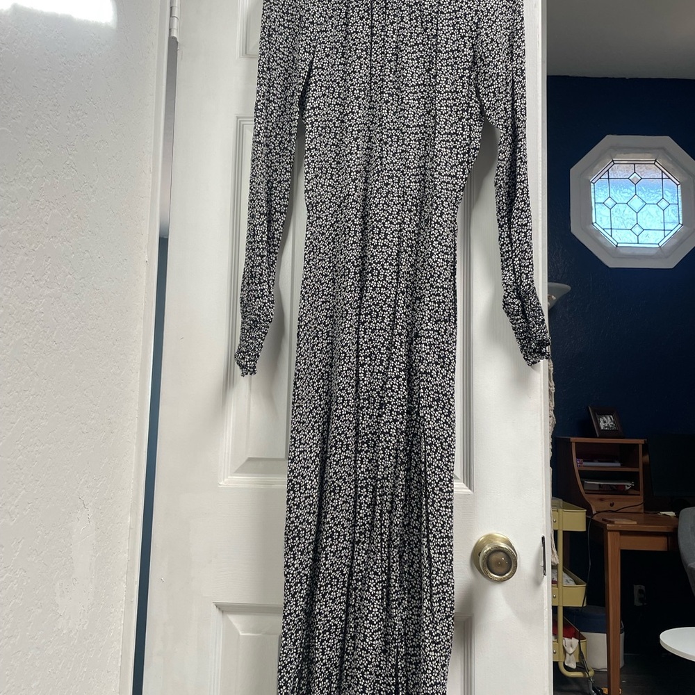 Reformation Black and White Long Sleeve Dress